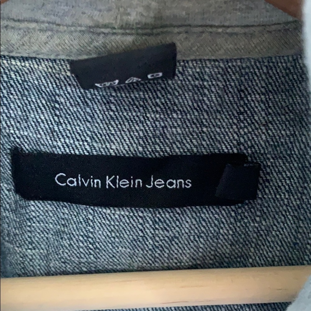 Calvin Klein Denim sleeveless hoodie women’s L - Picture 3 of 6